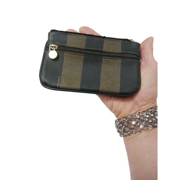 Fendi PEQUIN Zip Coin Case Business Card Case Zipper Damage Useable Clean Auth - Picture 1 of 16
